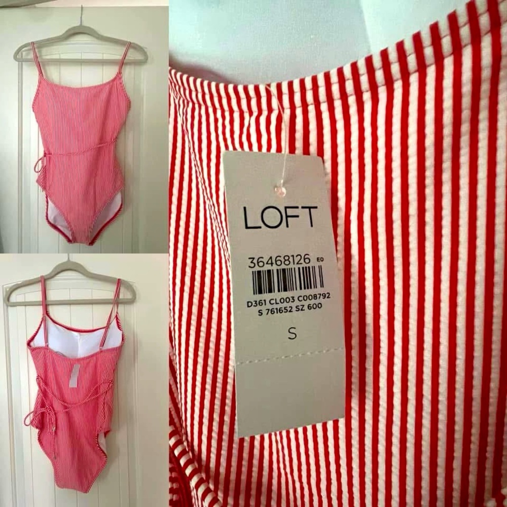 NWT Loft Beach Seersucker Belted One Piece Size Small - Picture 2 of 2